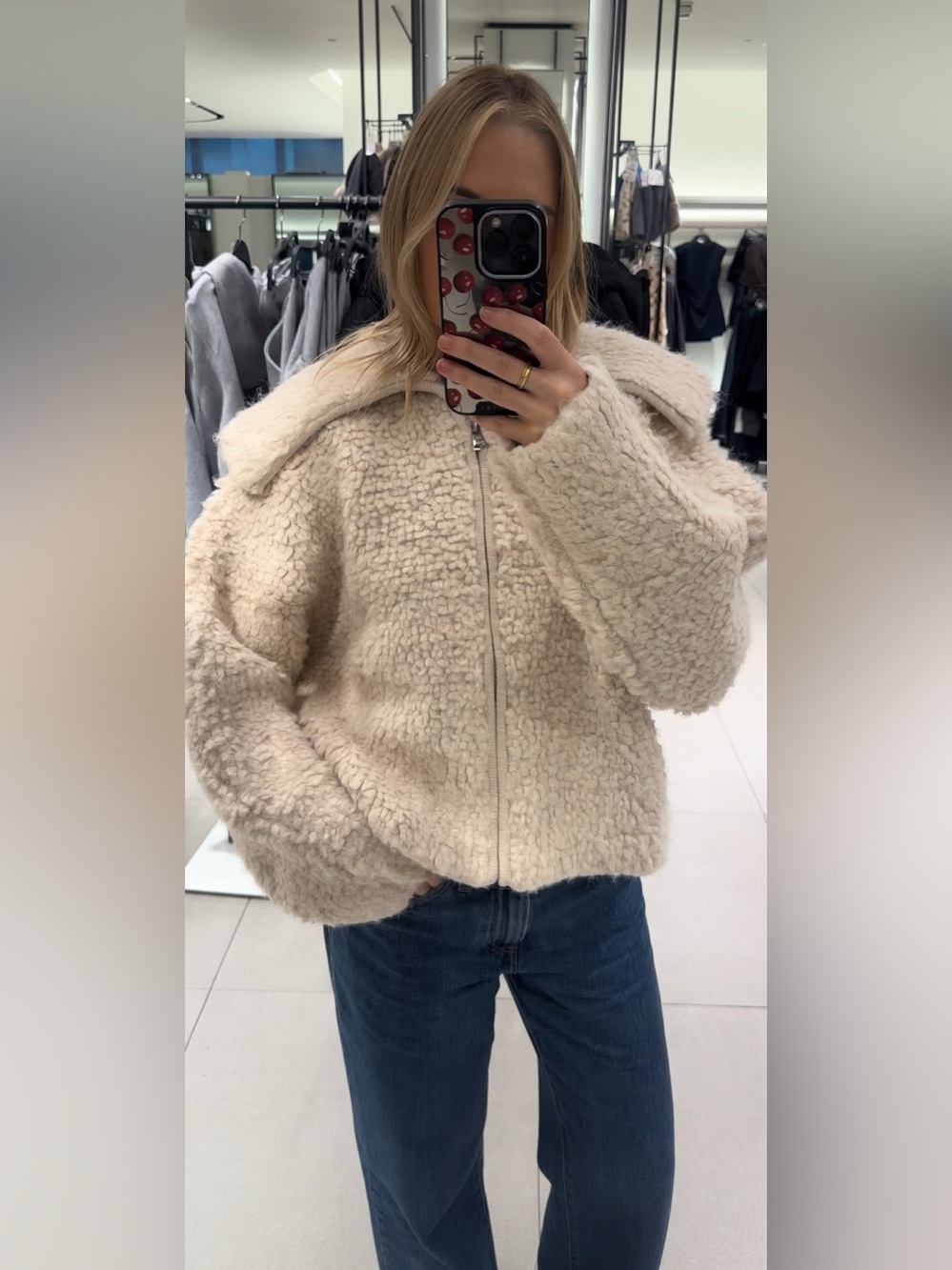 Zara Cream Teddy Sherpa Zip Jacket 9598/179/712 NWT - Picture 5 of 8